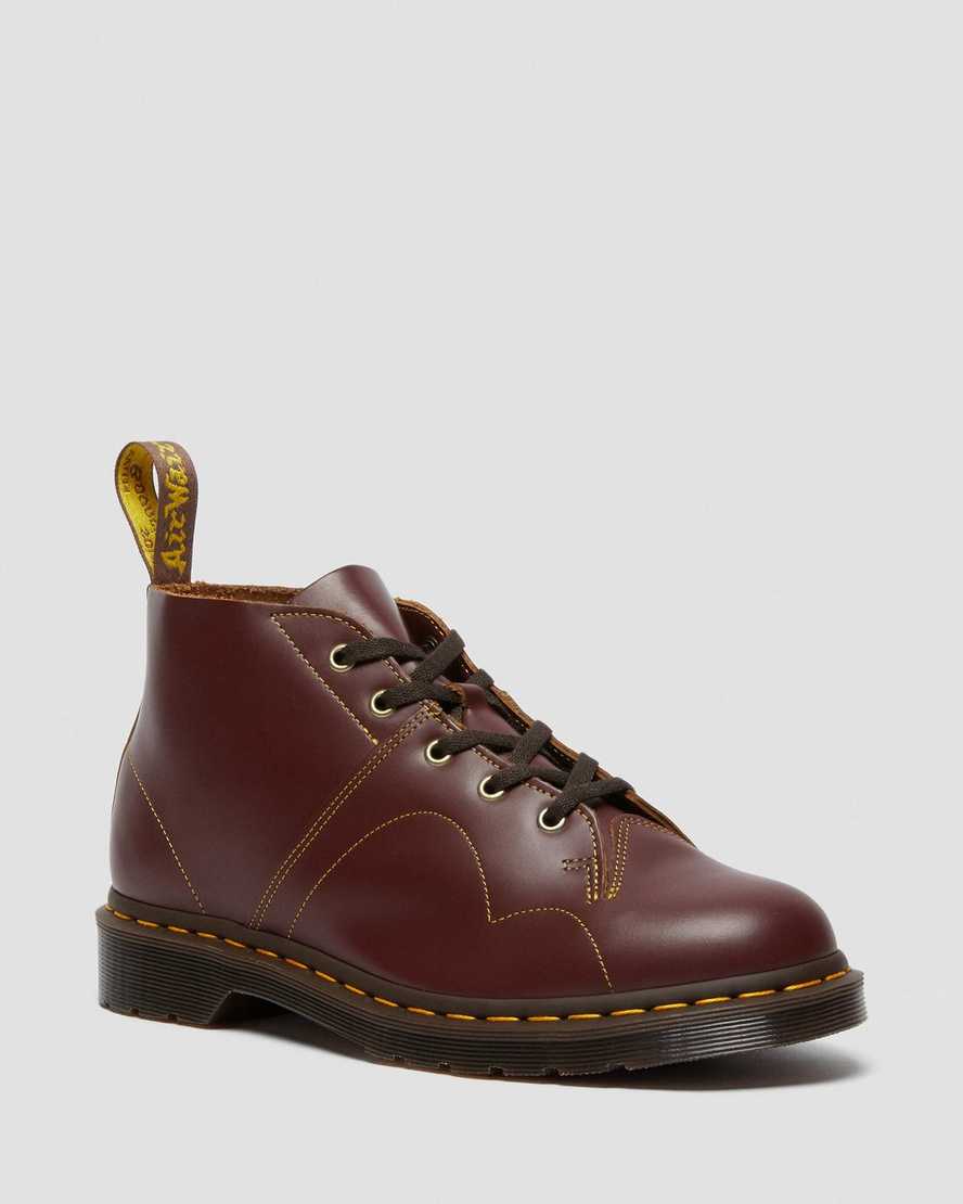 Dr. Martens Church Vintage Kadın Deri Çizmeler - Bot Bordo |KDGXQ1672|